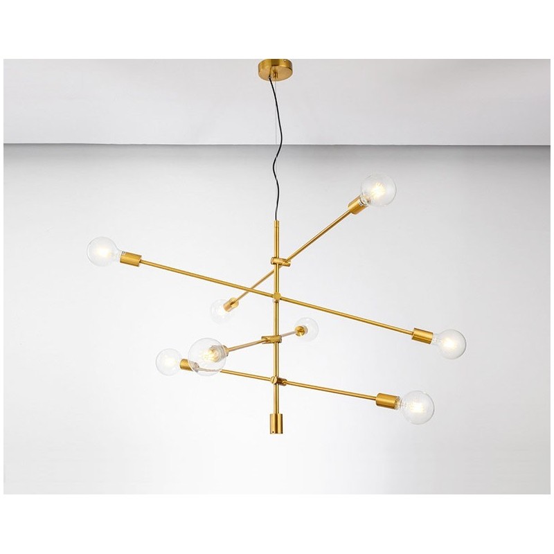 6 Light Copper Chandelier with Glass Shade Lamp