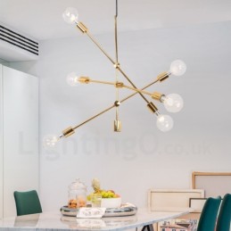 6 Light Copper Chandelier with Glass Shade Lamp