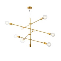 6 Light Copper Chandelier with Glass Shade Lamp