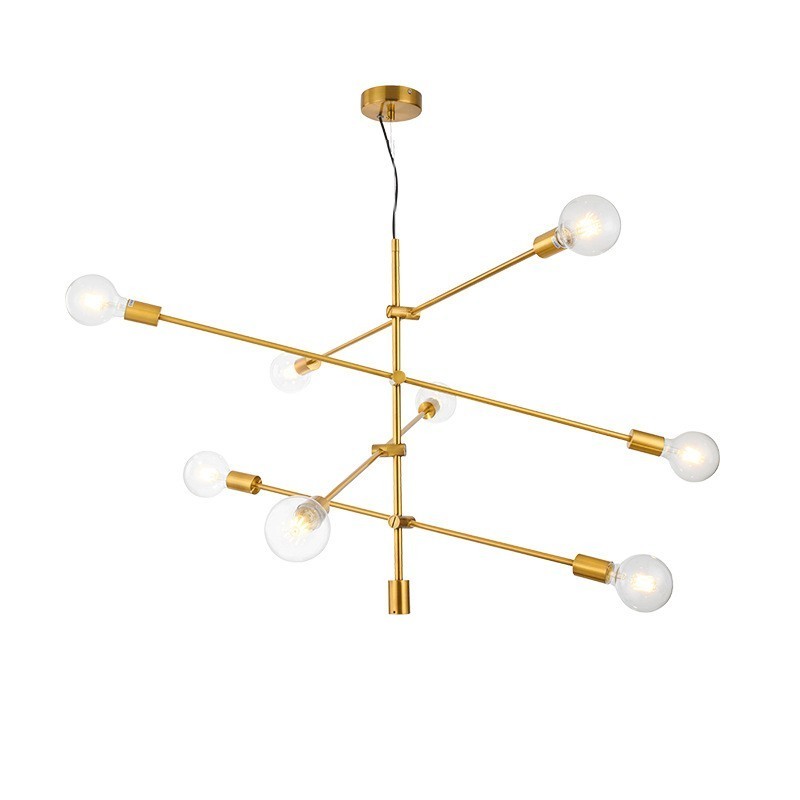 6 Light Copper Chandelier with Glass Shade Lamp