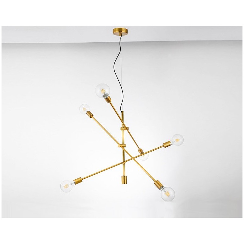 6 Light Copper Chandelier with Glass Shade Lamp