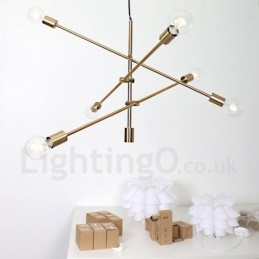 6 Light Copper Chandelier with Glass Shade Lamp