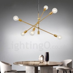 6 Light Copper Chandelier with Glass Shade Lamp