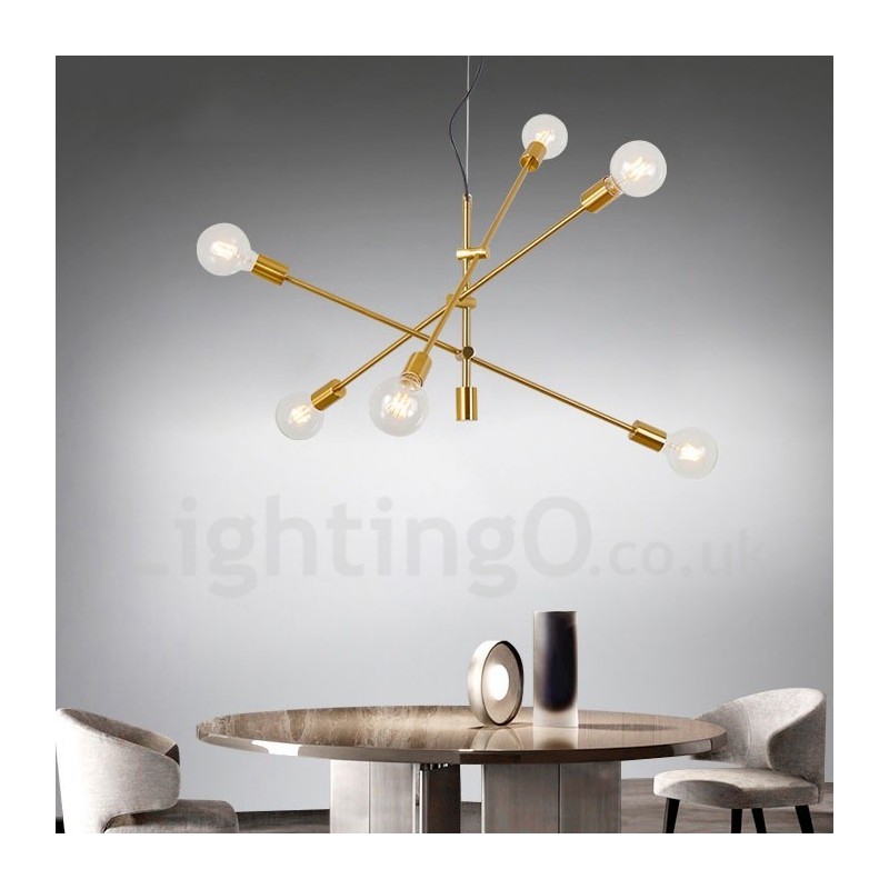 6 Light Copper Chandelier with Glass Shade Lamp