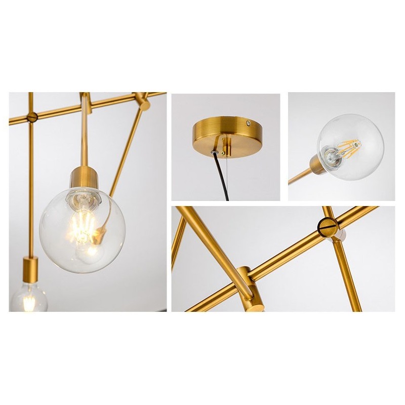 6 Light Copper Chandelier with Glass Shade Lamp