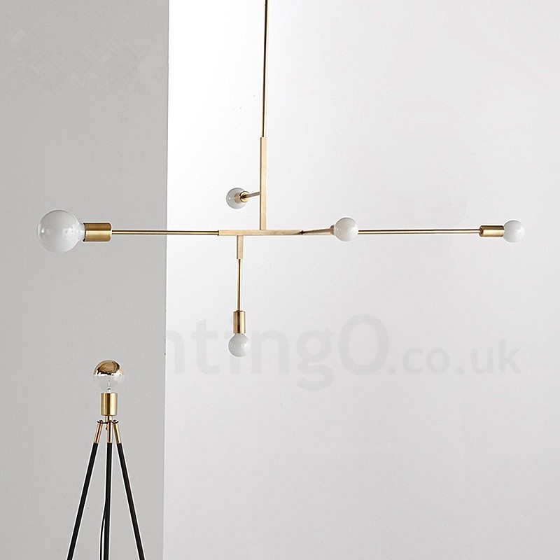 Modern Contemporary Copper 5 Light Chandelier Lamp