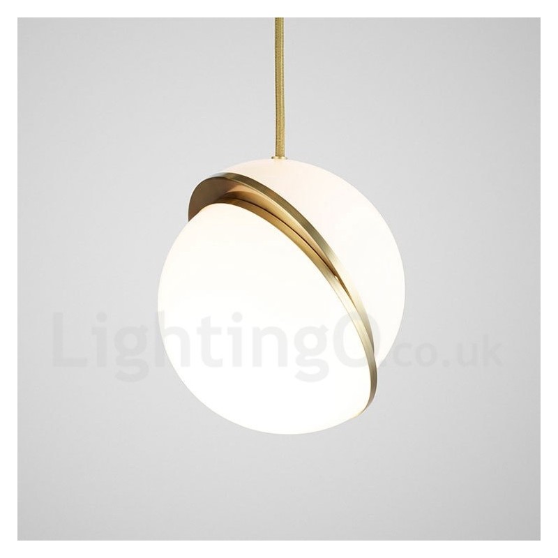 Modern Contemporary Copper Pendant Light with Glass Shade Lamp