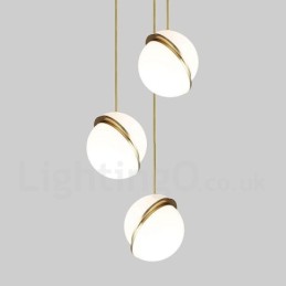 Modern Contemporary Copper Pendant Light with Glass Shade Lamp