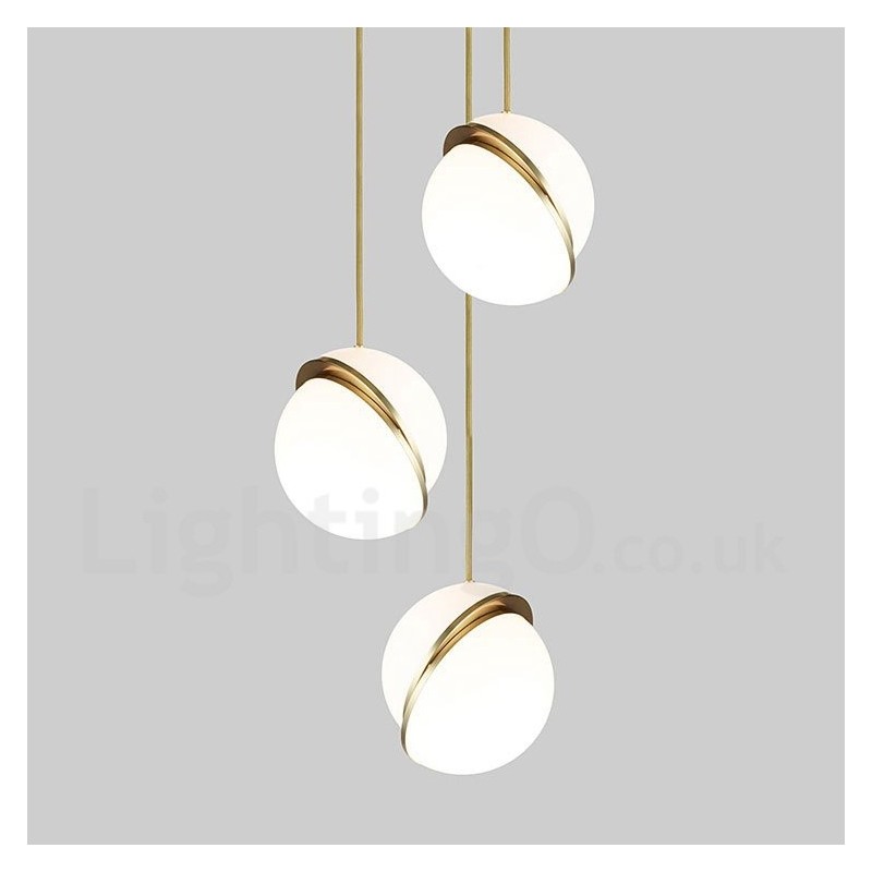 Modern Contemporary Copper Pendant Light with Glass Shade Lamp