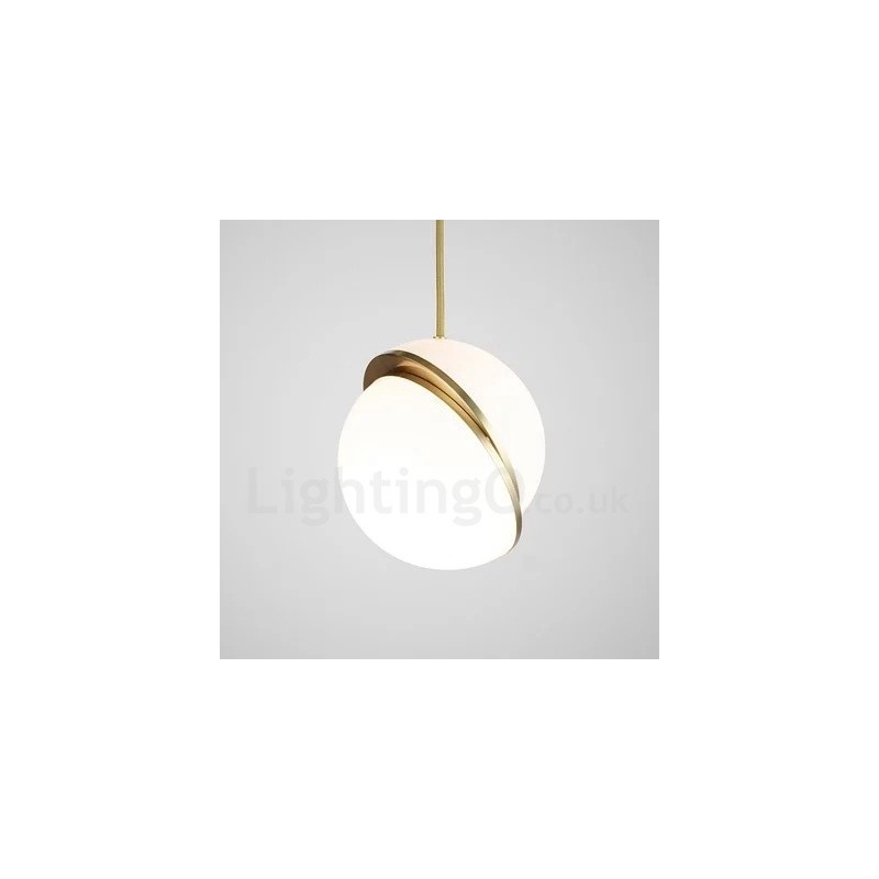 Modern Contemporary Copper Pendant Light with Glass Shade Lamp