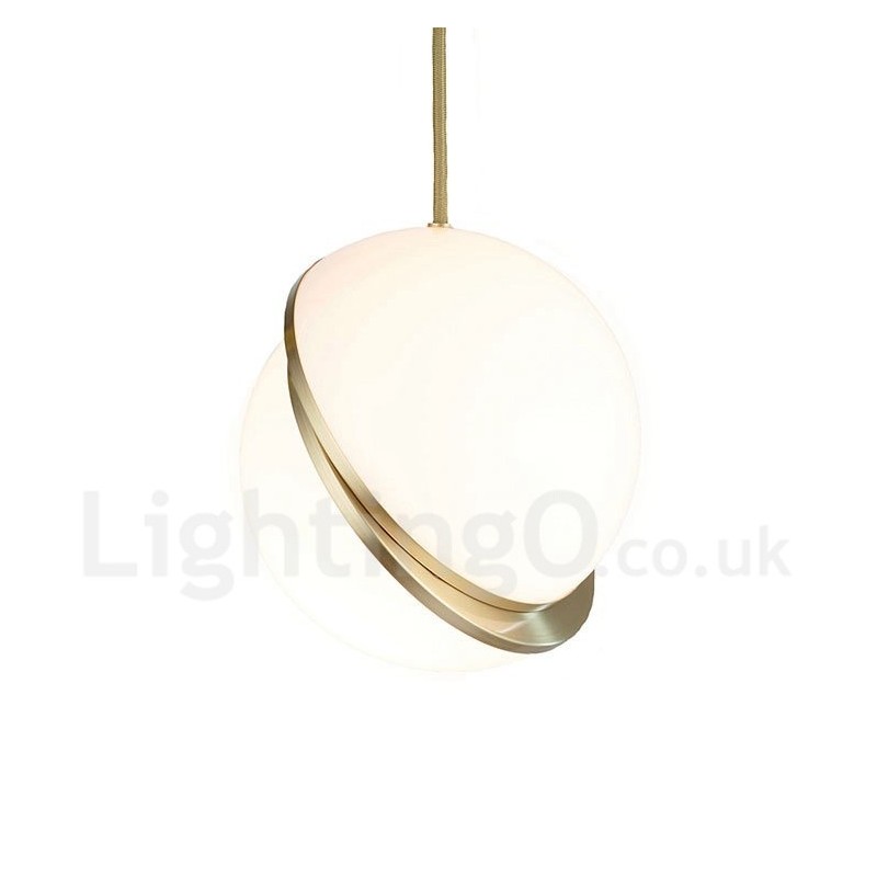 Modern Contemporary Copper Pendant Light with Glass Shade Lamp
