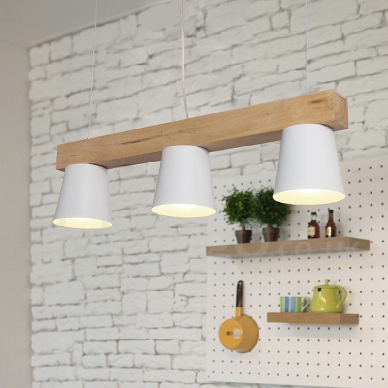3 Light Modern Contemporary Wood Pendant Light