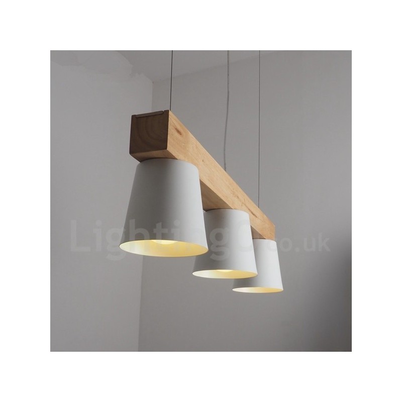 3 Light Modern Contemporary Wood Pendant Light