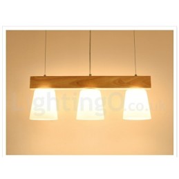 3 Light Modern Contemporary Wood Pendant Light