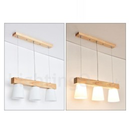 3 Light Modern Contemporary Wood Pendant Light