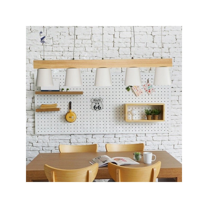 5 Light Modern Contemporary Wood Pendant Light