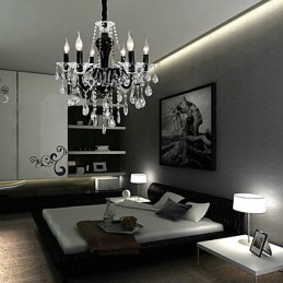 6 Light Crystal Chandelier in Black Design Accent