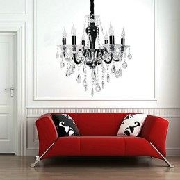 6 Light Crystal Chandelier in Black Design Accent