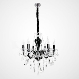 6 Light Crystal Chandelier in Black Design Accent