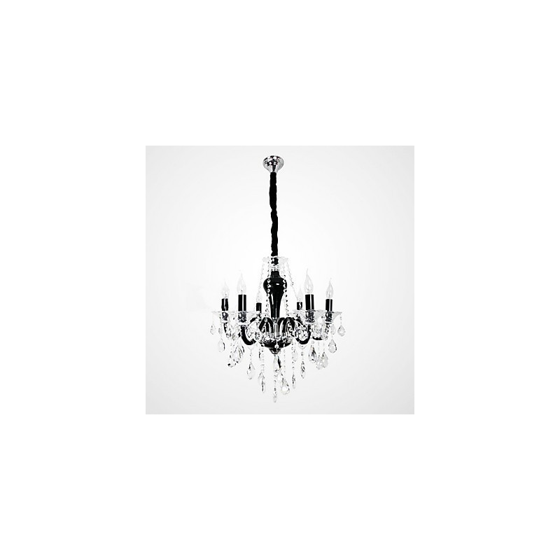 6 Light Crystal Chandelier in Black Design Accent