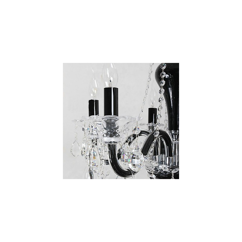 6 Light Crystal Chandelier in Black Design Accent