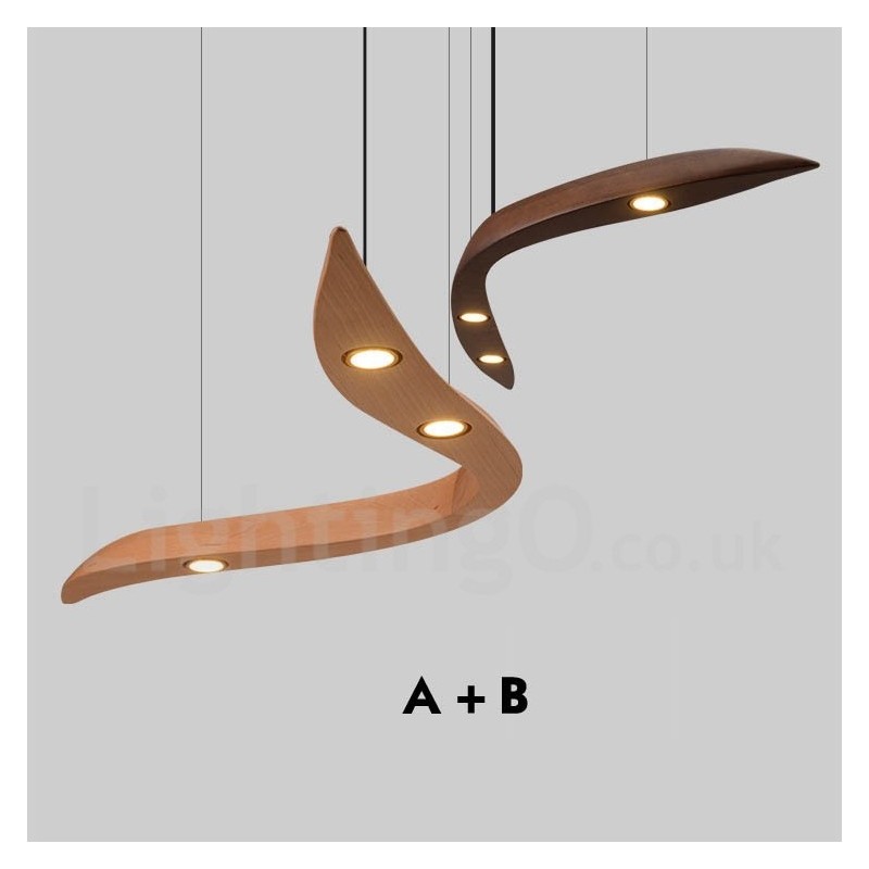 Modern Contemporary Wood 3 Light Pendant Light