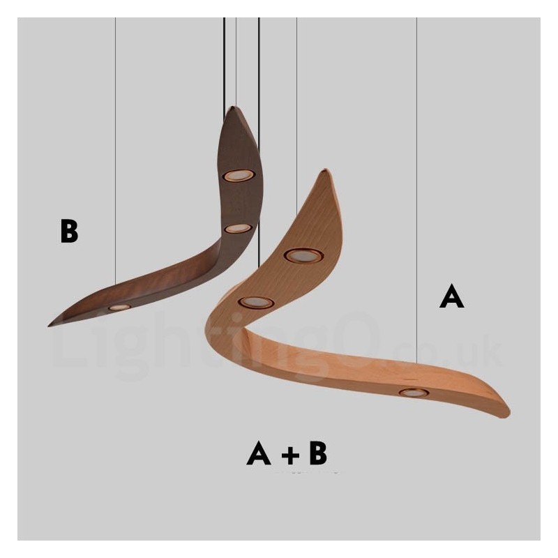 Modern Contemporary Wood 3 Light Pendant Light