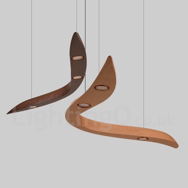 Modern Contemporary Wood 3 Light Pendant Light