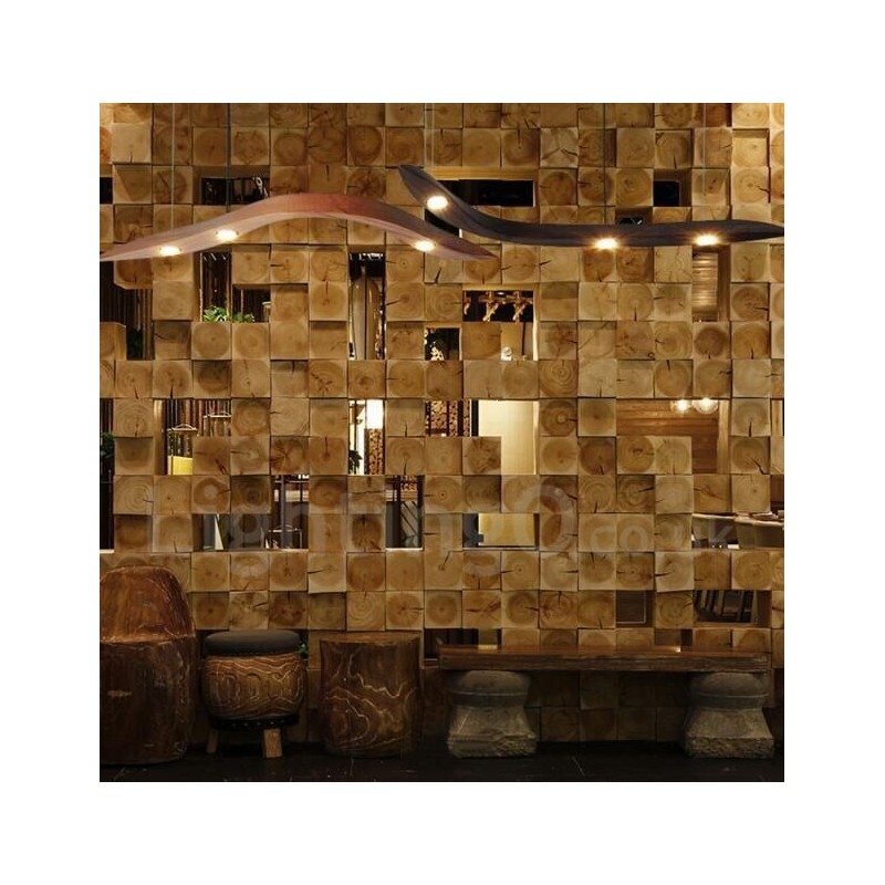 Modern Contemporary Wood 3 Light Pendant Light