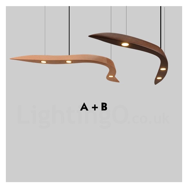 Modern Contemporary Wood 3 Light Pendant Light