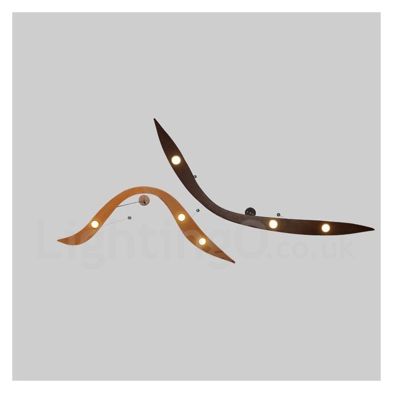 Modern Contemporary Wood 3 Light Pendant Light