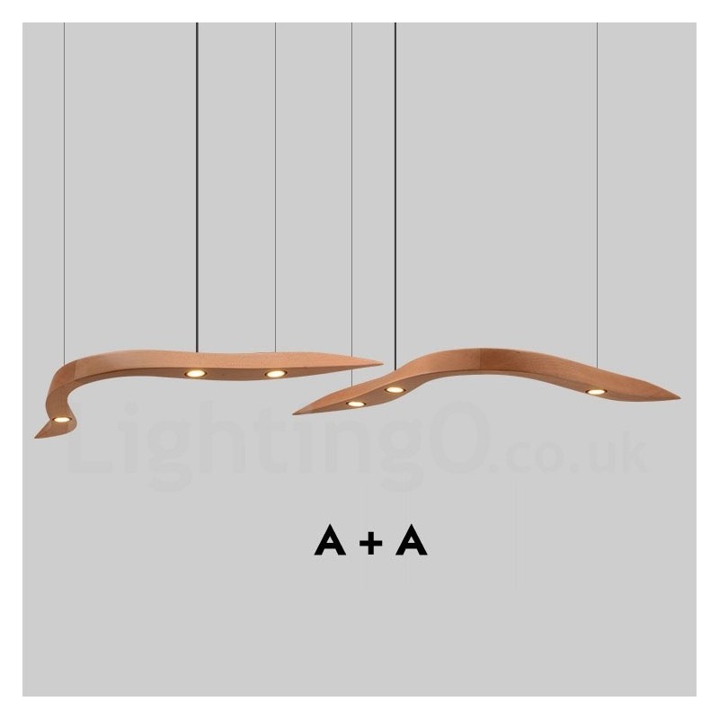 Modern Contemporary Wood 3 Light Pendant Light