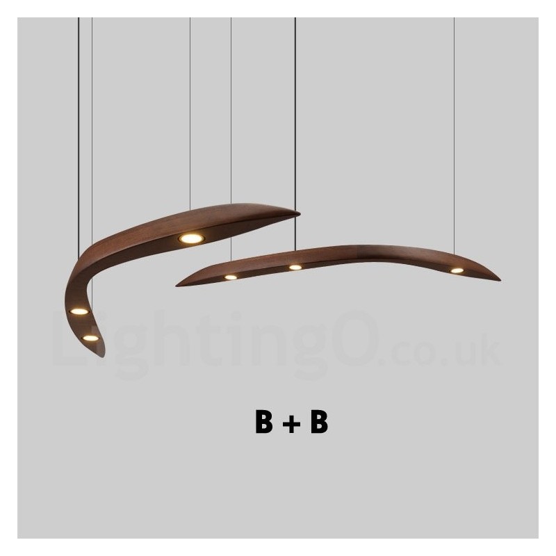 Modern Contemporary Wood 3 Light Pendant Light