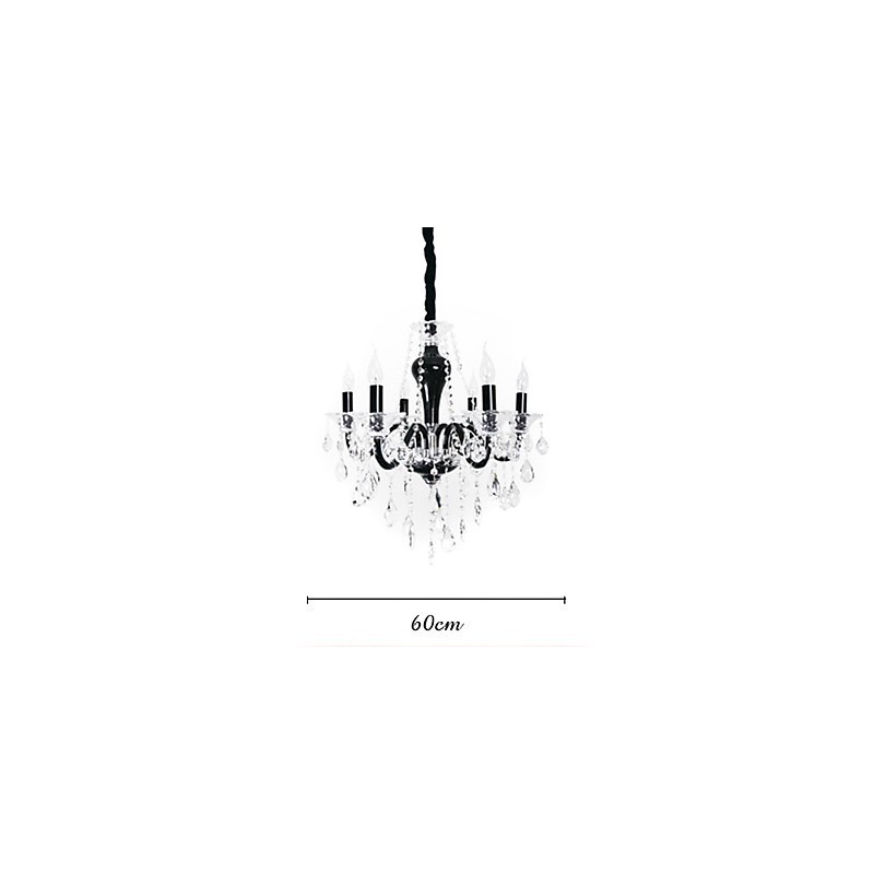 6 Light Crystal Chandelier in Black Design Accent