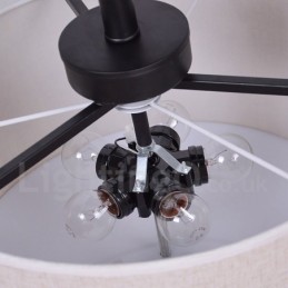 Rustic Lodge Metal Drum Pendant Light with Fabric Shade