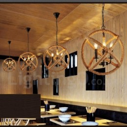 Country Hemp Rope 3 Light Vintage Pendant Light