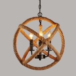 Country Hemp Rope 3 Light Vintage Pendant Light