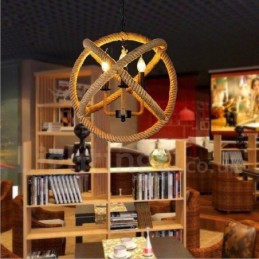 Country Hemp Rope 3 Light Vintage Pendant Light