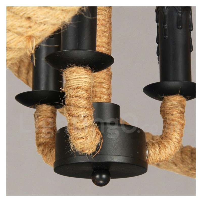 Country Hemp Rope 3 Light Vintage Pendant Light