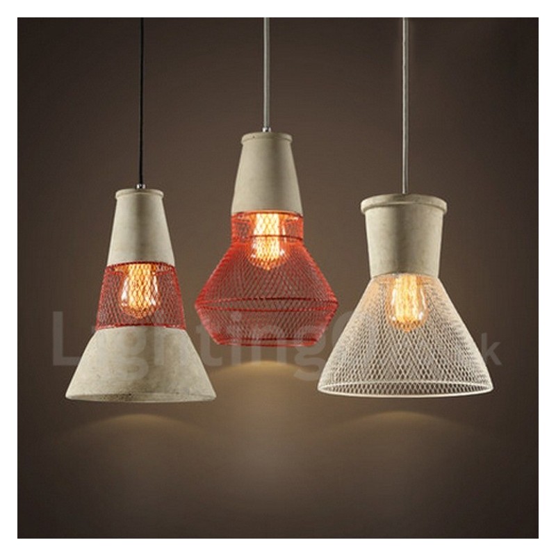 1 Light Metal Concrte Rustic Lodge Pendant Light