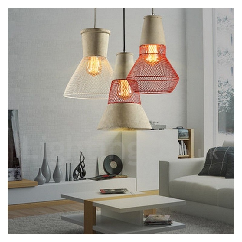 1 Light Metal Concrte Rustic Lodge Pendant Light