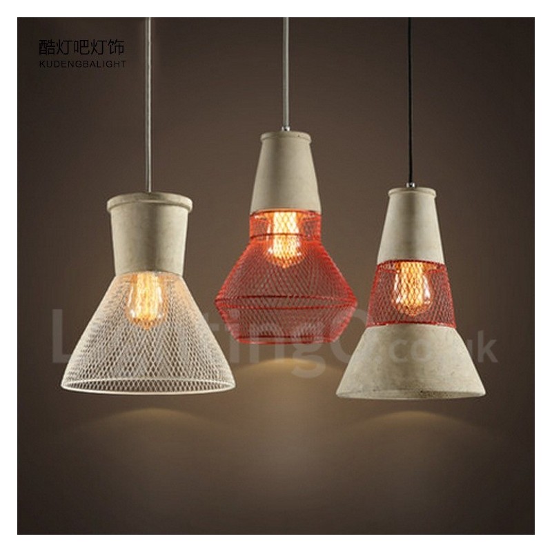 1 Light Metal Concrte Rustic Lodge Pendant Light