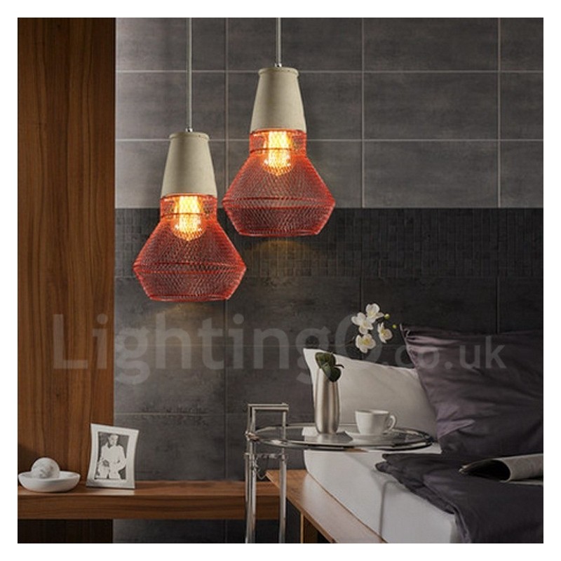 1 Light Metal Concrte Rustic Lodge Pendant Light