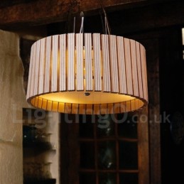 Modern Contemporary Wood Drum Pendant Light