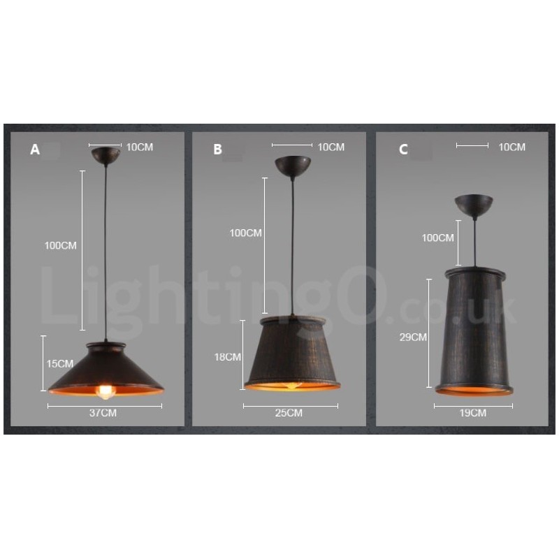 Retro Vintage 1 Light Metal Pendant Light