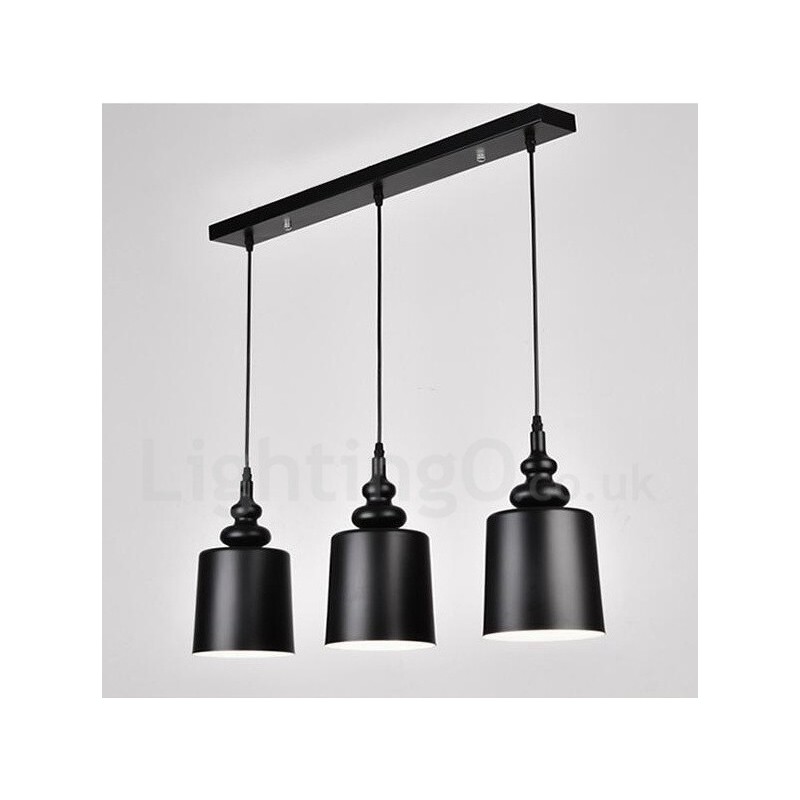 Black Modern Contemporary 3 Light Pendant Light