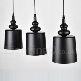 Black Modern Contemporary 3 Light Pendant Light