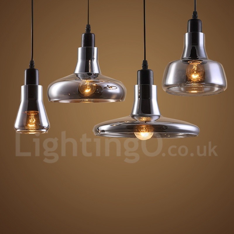 Retro Vintage 1 Light Pendant Light with Glass Shade