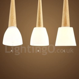 Rustic Lodge Wooden Pendant Light with Glass Shade