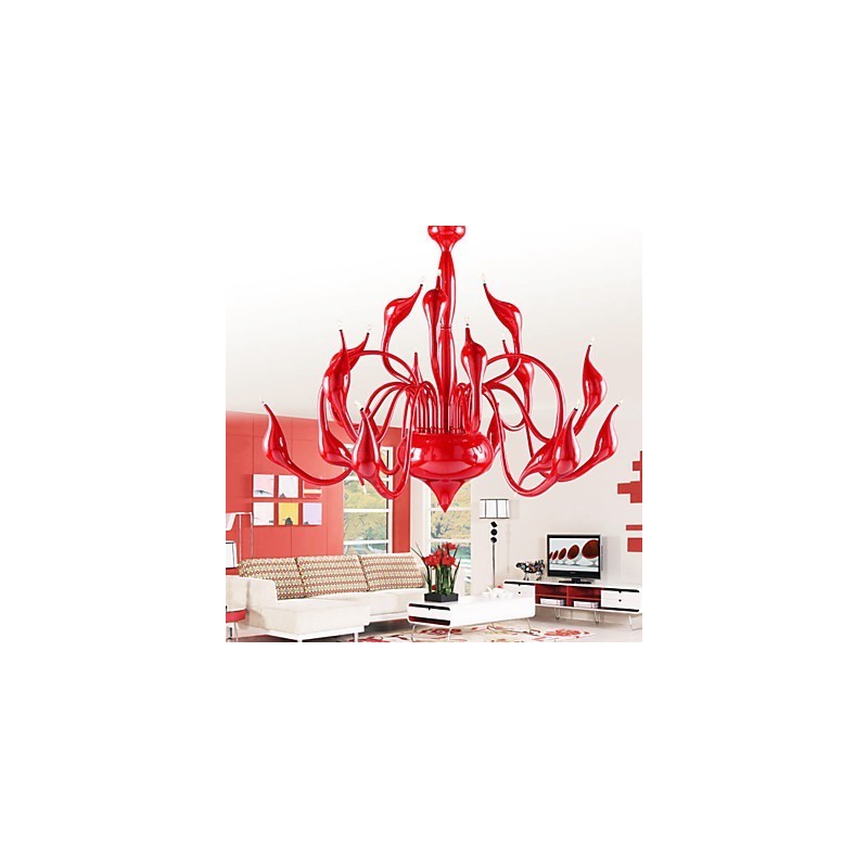 Modern Chandelier Light 18 Lights G4 Red Painting